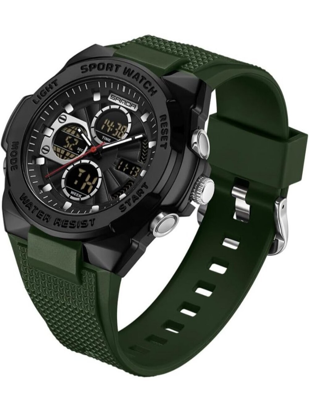 Men Army Green Analog Quartz Electronic Military Multifunction LED Digital Watch